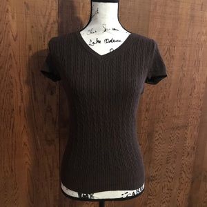 Gap Brown Short Sleeve V-neck Sweater Small